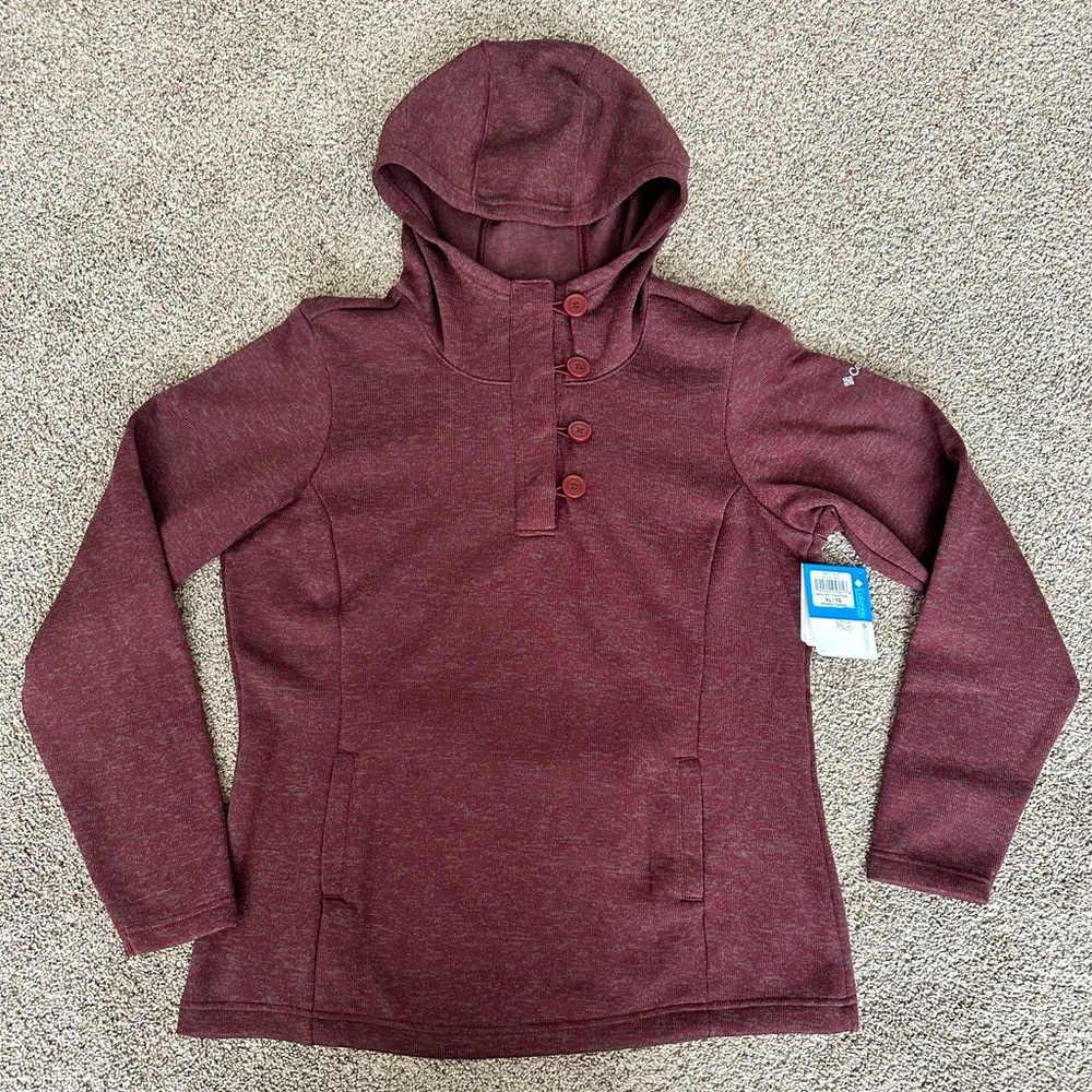 Columbia women’s pullover burgundy Hoodie XL A10